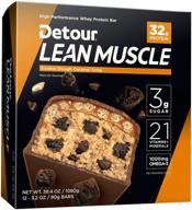 🍪 батончик detour lean muscle whey protein - куки-до под карамельно-хрустящим суфле, 3,2 унции (упаковка из 12 штук) логотип