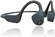 enhanced tj open ear headphones with wireless sport bluetooth technology - mic, long battery, ultra-lightweight for running, cycling, fitness (grey) logo