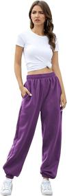 img 3 attached to 👖 Womens Cinch Bottom Sweatpants: Stylish High-Waisted Joggers with Pockets, Perfect for Gym, Sports, and Loungewear