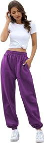 img 2 attached to 👖 Womens Cinch Bottom Sweatpants: Stylish High-Waisted Joggers with Pockets, Perfect for Gym, Sports, and Loungewear