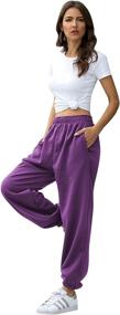 img 1 attached to 👖 Womens Cinch Bottom Sweatpants: Stylish High-Waisted Joggers with Pockets, Perfect for Gym, Sports, and Loungewear