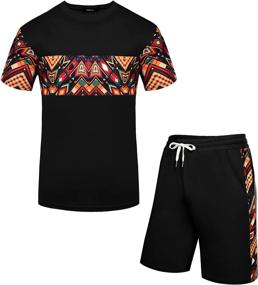 img 3 attached to 🩳 KINGBEGA Men's African Printed T-Shirt and Shorts Set: Sports Mesh Tracksuit, Dashiki Outfits