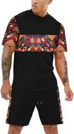 🩳 kingbega men's african printed t-shirt and shorts set: sports mesh tracksuit, dashiki outfits логотип