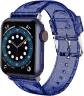 💙 iiteeology силиконовый браслет с блестками для apple watch series 7/6/se/5/4/3/2/1 - голубой/серебристый: 38 мм 40 мм 41 мм, совместимый с женским iwatch ремешком. логотип