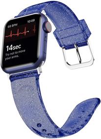 img 2 attached to 💙 Iiteeology силиконовый браслет с блестками для Apple Watch Series 7/6/SE/5/4/3/2/1 - голубой/серебристый: 38 мм 40 мм 41 мм, совместимый с женским iWatch ремешком.