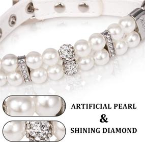 img 2 attached to Whaline Dog Cat Pearl Collar with Crystal Rhinestone Diamond Decoration 🐾 – Stylish PU Leather Necklace for Wedding Birthday Daily Pet Decoration (Small Size)