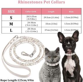 img 3 attached to Whaline Dog Cat Pearl Collar with Crystal Rhinestone Diamond Decoration 🐾 – Stylish PU Leather Necklace for Wedding Birthday Daily Pet Decoration (Small Size)