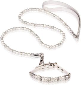 img 1 attached to Whaline Dog Cat Pearl Collar with Crystal Rhinestone Diamond Decoration 🐾 – Stylish PU Leather Necklace for Wedding Birthday Daily Pet Decoration (Small Size)