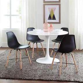 img 1 attached to 🪑 OFM 161 Collection Mid Century Dining Chairs - 4 Pack Modern 18" Plastic Molded Chairs with Beechwood Legs and Wire Accent in Black