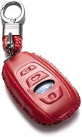 vitodeco leather keyless remote smart key fob case cover with a key chain compatible for subaru forester logo