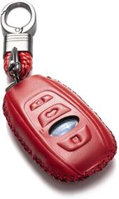 img 4 attached to Vitodeco Leather Keyless Remote Smart Key Fob Case Cover With A Key Chain Compatible For Subaru Forester