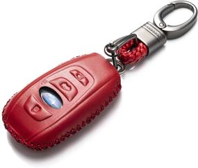 img 3 attached to Vitodeco Leather Keyless Remote Smart Key Fob Case Cover With A Key Chain Compatible For Subaru Forester