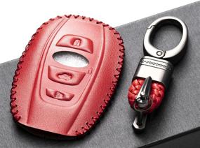 img 1 attached to Vitodeco Leather Keyless Remote Smart Key Fob Case Cover With A Key Chain Compatible For Subaru Forester