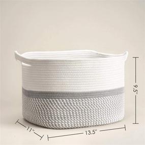 img 3 attached to 📚 CHICVITA Square Cotton Rope Woven Basket with Handles - Decorative Rectangle Basket For Books, Magazines, Toys in Baby Nursery, Living Room, Bathroom - 13.5" x 11" x 9.5