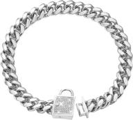 🐶 pradog 14mm silver metal dog collar with zirconia locking - luxurious bling necklace for xsmall, small, medium, and large dogs (10-26in) logo