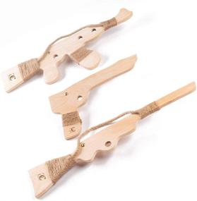 img 4 attached to 🔫 CG - Home & Games Wooden Guns for Kids – 3 Pack Handmade Play Gun Set (Pistol, Shotgun, and Rifle) - Outdoor Play Toys for Children 5 and Up – Durable Unpainted Natural Eco-Friendly Wood Toys