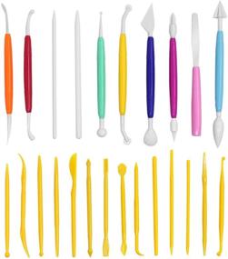 img 4 attached to 🎨 Versatile AFUNTA Clay Tools for Clay Ceramic Crafts - 10 Pcs Color Plastic Modeling Clay Tools &amp; 14 Pcs Yellow Tool Sets