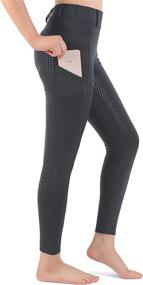 img 3 attached to 🐎 Stylish Women's Horseback Riding Tights with Convenient Pockets and Silicone Grip for Improved Training