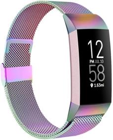 img 4 attached to Стильные браслеты из нержавеющей стали для Fitbit Charge 3 и Charge 4 - Цветной маленький браслет-ремешок, совместимый для мужчин и женщин