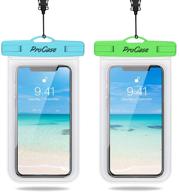 📱 procase waterproof phone pouch 2 pack for iphone 13 pro max, universal underwater case dry bag for iphone 12 pro max, galaxy s20, up to 7" - blue/green logo