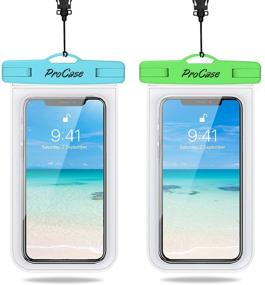 img 4 attached to 📱 ProCase Waterproof Phone Pouch 2 Pack for iPhone 13 Pro Max, Universal Underwater Case Dry Bag for iPhone 12 Pro Max, Galaxy S20, up to 7" - Blue/Green