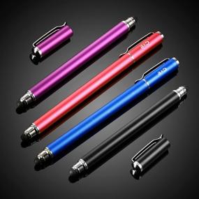img 2 attached to Bargains Depot – 4 New Upgraded 2-in-1 Universal Capacitive Stylus/Styli 5.5" L with 20 Replacement Rubber Tips in Black/Blue/Purple/Red