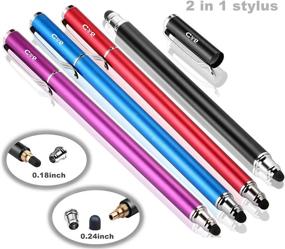 img 3 attached to Bargains Depot – 4 New Upgraded 2-in-1 Universal Capacitive Stylus/Styli 5.5" L with 20 Replacement Rubber Tips in Black/Blue/Purple/Red