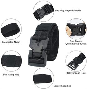 img 3 attached to 🎯 Longwu Military Tactical Belt: Nylon Canvas Webbing, Magnetic Quick-Release Buckle [1/2 Packs] - Explore Now!