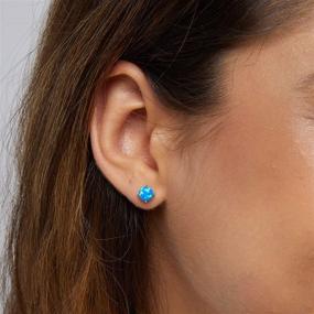 img 3 attached to 💎 Exquisite Opal Stud Earrings: Sterling Silver Solitaire Style Jewelry, Perfect for Women and Girls - 4 Prongs Setting, 5mm