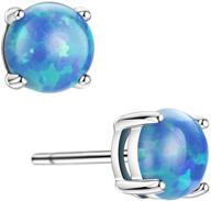 💎 exquisite opal stud earrings: sterling silver solitaire style jewelry, perfect for women and girls - 4 prongs setting, 5mm logo