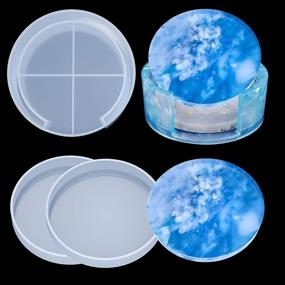 img 4 attached to 🍶 Set of 2 Round Coaster Resin Molds - Silicone Mold for Resin Casting with 1 Coaster Holder Mold - Epoxy Resin Coaster Molds for Crafting Coasters and Bowl Mats