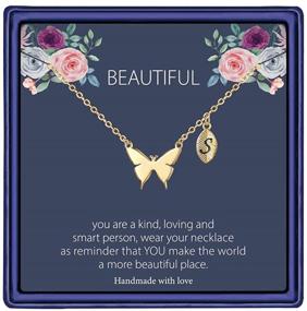 img 4 attached to 🦋 Shimmering MONOOC Butterfly Necklaces for Women: 14K Gold Plated, Leaf Initials & More!