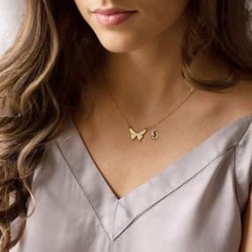 img 2 attached to 🦋 Shimmering MONOOC Butterfly Necklaces for Women: 14K Gold Plated, Leaf Initials & More!