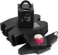 🎂 - "billioteam 60pcs black single cupcake boxes with clear window inserts - ideal cupcake carriers for weddings and parties логотип