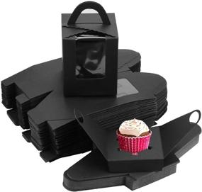 img 4 attached to 🎂 - "BILLIOTEAM 60PCS Black Single Cupcake Boxes with Clear Window Inserts - Ideal Cupcake Carriers for Weddings and Parties