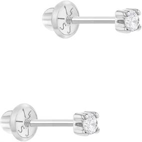 img 3 attached to 💍 Girls' Jewelry: White Clear Prong Solitaire Earrings in Elegant Earrings