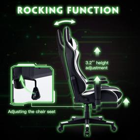 img 1 attached to Panther Embroidery Musso Gaming Chair - Heavy Duty Adjustable Esports Computer Chair for Adults, Racing Video Game Chair with Large Size PU Leather, High-Back Executive Office Chair (White)