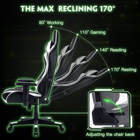 img 2 attached to Panther Embroidery Musso Gaming Chair - Heavy Duty Adjustable Esports Computer Chair for Adults, Racing Video Game Chair with Large Size PU Leather, High-Back Executive Office Chair (White)