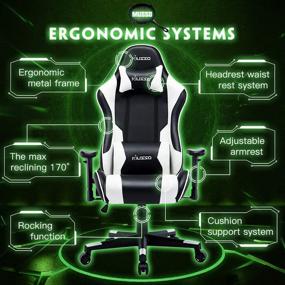 img 3 attached to Panther Embroidery Musso Gaming Chair - Heavy Duty Adjustable Esports Computer Chair for Adults, Racing Video Game Chair with Large Size PU Leather, High-Back Executive Office Chair (White)