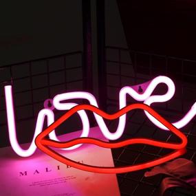 img 3 attached to Vibrant LED Neon Sign Lips Light: Stylish Wall Decor with Love Theme - USB/Battery Operated