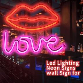 img 2 attached to Vibrant LED Neon Sign Lips Light: Stylish Wall Decor with Love Theme - USB/Battery Operated