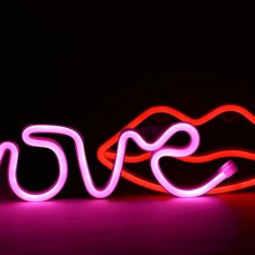 img 1 attached to Vibrant LED Neon Sign Lips Light: Stylish Wall Decor with Love Theme - USB/Battery Operated