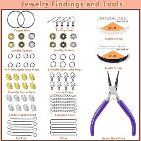 img 2 attached to 💎 Jewelry Making Kit with Acrylic Patterns Round Loose Beads - FEEIN 8mm Supplies including Chakra Beads and Lava Rock Beads for Bracelets, Earrings, and Necklace DIY Crafts