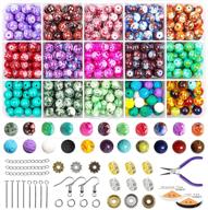 💎 jewelry making kit with acrylic patterns round loose beads - feein 8mm supplies including chakra beads and lava rock beads for bracelets, earrings, and necklace diy crafts logo