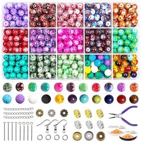 img 4 attached to 💎 Jewelry Making Kit with Acrylic Patterns Round Loose Beads - FEEIN 8mm Supplies including Chakra Beads and Lava Rock Beads for Bracelets, Earrings, and Necklace DIY Crafts