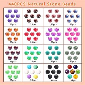 img 3 attached to 💎 Jewelry Making Kit with Acrylic Patterns Round Loose Beads - FEEIN 8mm Supplies including Chakra Beads and Lava Rock Beads for Bracelets, Earrings, and Necklace DIY Crafts