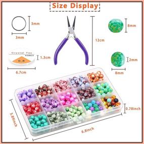 img 1 attached to 💎 Jewelry Making Kit with Acrylic Patterns Round Loose Beads - FEEIN 8mm Supplies including Chakra Beads and Lava Rock Beads for Bracelets, Earrings, and Necklace DIY Crafts