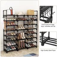 👞 vtrin shoe rack organizer - durable metal with versatile hooks, 8 tiers entryway shoe and boot shelf organizer, holds 36-42 pairs, storage solution with wooden hammer for bedroom - black логотип