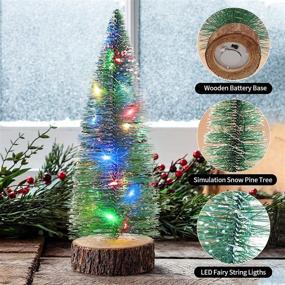 img 3 attached to 🎄 DreiWasser Mini Christmas Tree with LED Fairy Lights - 2 Pack 10" Artificial Christmas Tree Set Bottle Brush Tree Mini Cedar Xmas Tree Ornaments for Home Tabletop Holiday Decor - RGB Lights - 2