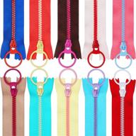 colorful quoit zipper set for tailor sewing crafts: tecunite 20 pieces of 12-inch plastic resin zippers with lifting rings - ideal for bags & garments logo